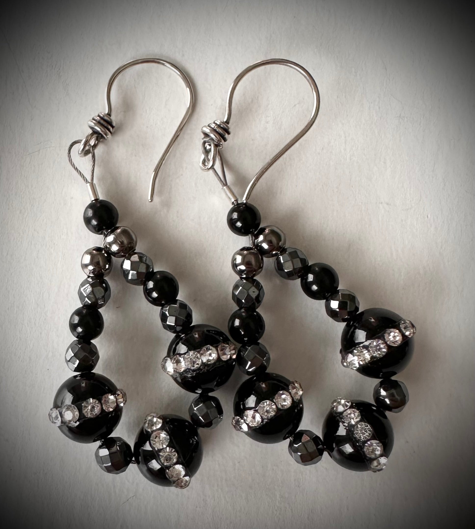 Black Onyx, Hematite and Black Tourmaline on Silver