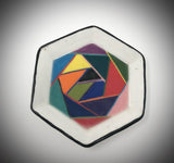 Pottery Hexagon Dish, Geometric Pattern, SPSD57