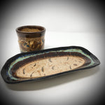 ORIGINAL SOLD, Pottery, Rustic Platter, Goblet Set SPP63