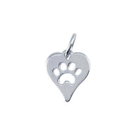Sterling Silver, .925, Heart and Dog Paw Charm, SS613191