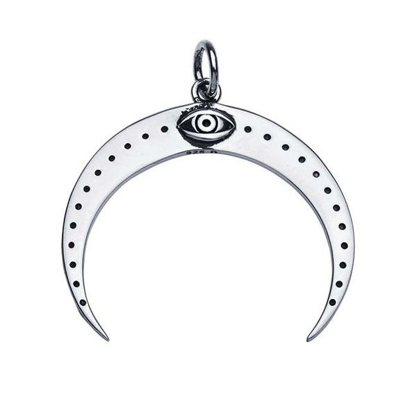 Sterling Silver, .925, Crescent Moon with All Seeing Eye, SS617967