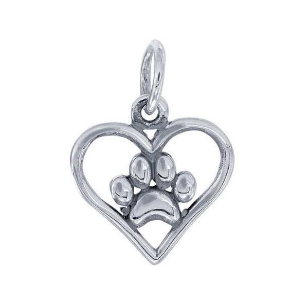 Sterling Silver, .925, Heart with Paw Print, SS618011