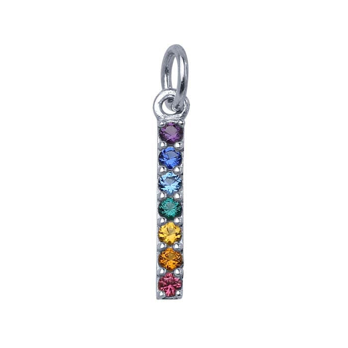 Sterling Silver, .925, Rainbow Nanogem Bar Charm, SS618148