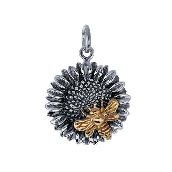 Sterling Silver, .925, Sunflower with Bronze Bee Charm, SS618921