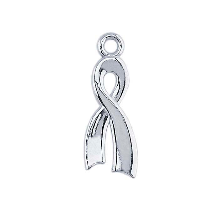 Sterling Silver Ribbon Awareness Charm, SS696119