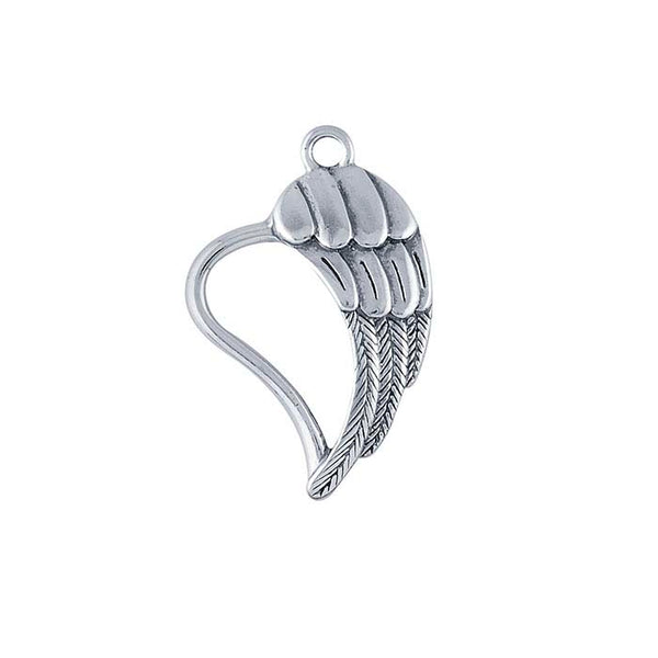 Sterling Silver, .925, Heart Angel Wing Charm, SS925337