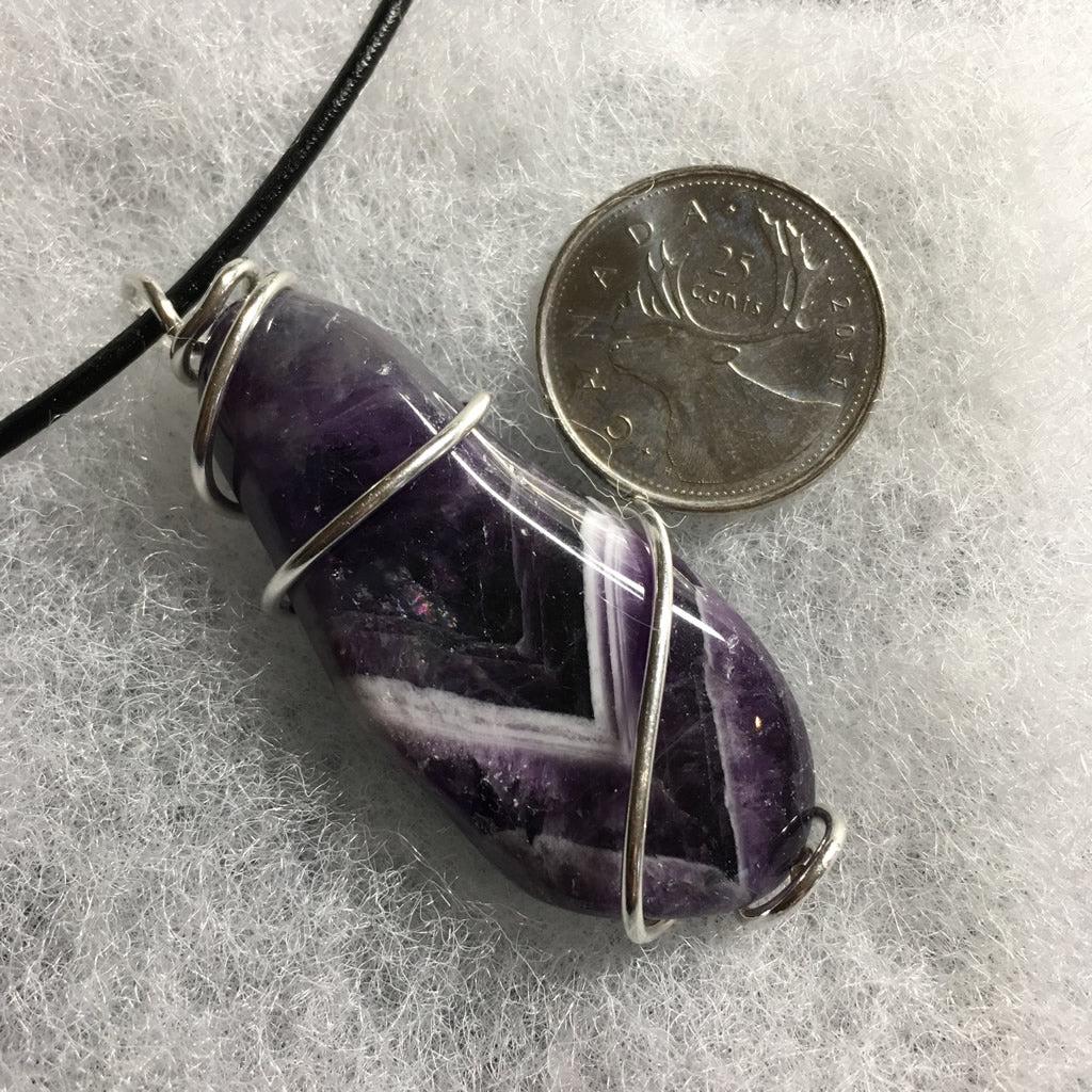 Chevron Amethyst in Argentium Silver Wrap