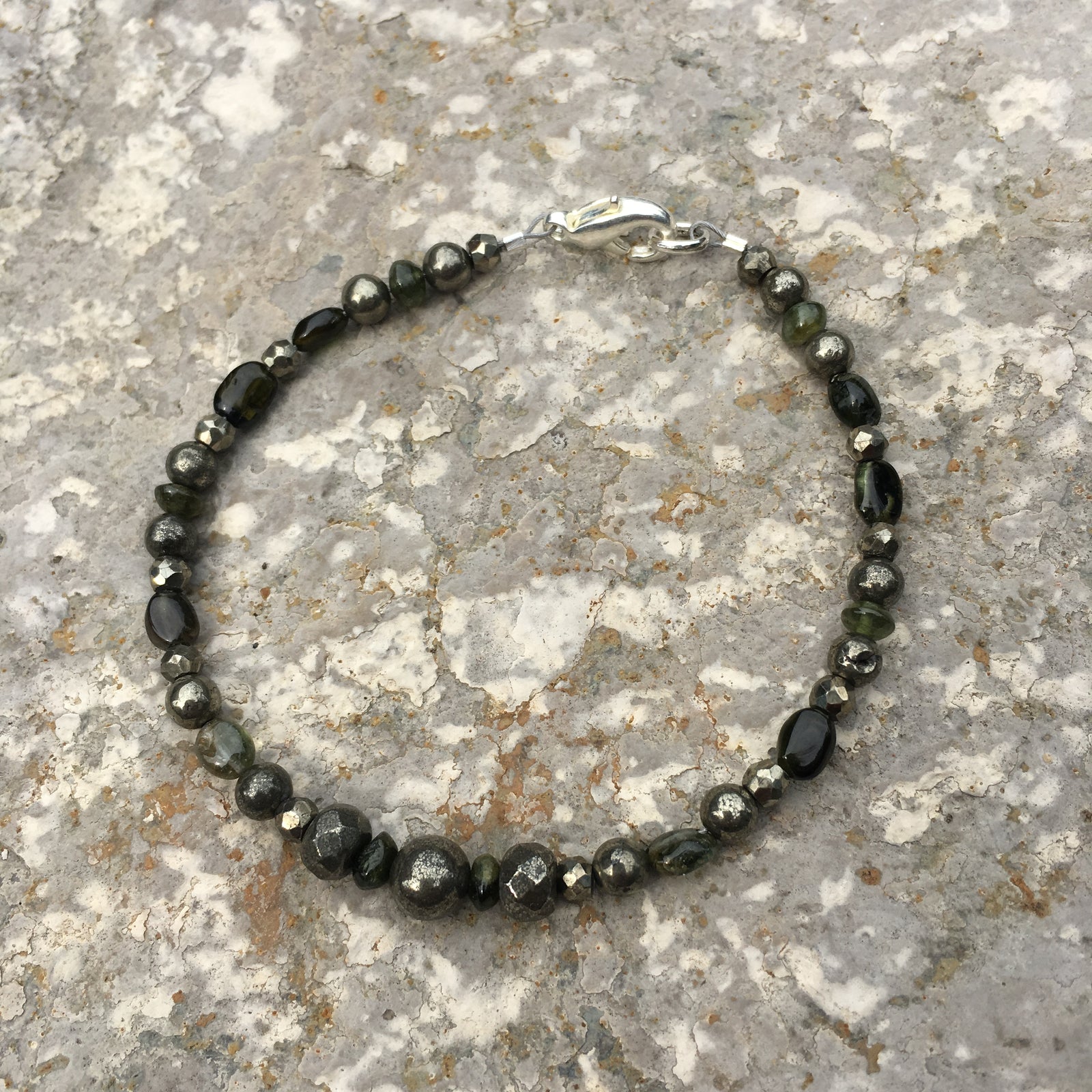 Pyrite and Tourmaline Bracelet