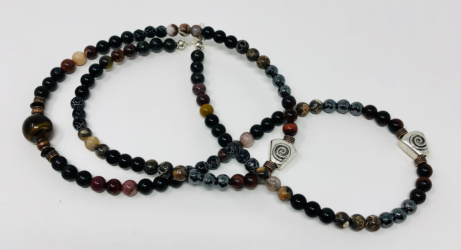 MALA NECKLACE, VARIEGATED TIGER EYE GURU