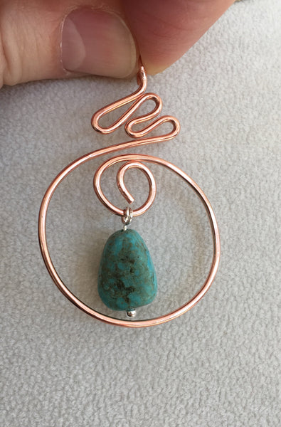 Copper Sunset Pendant with Turquoise