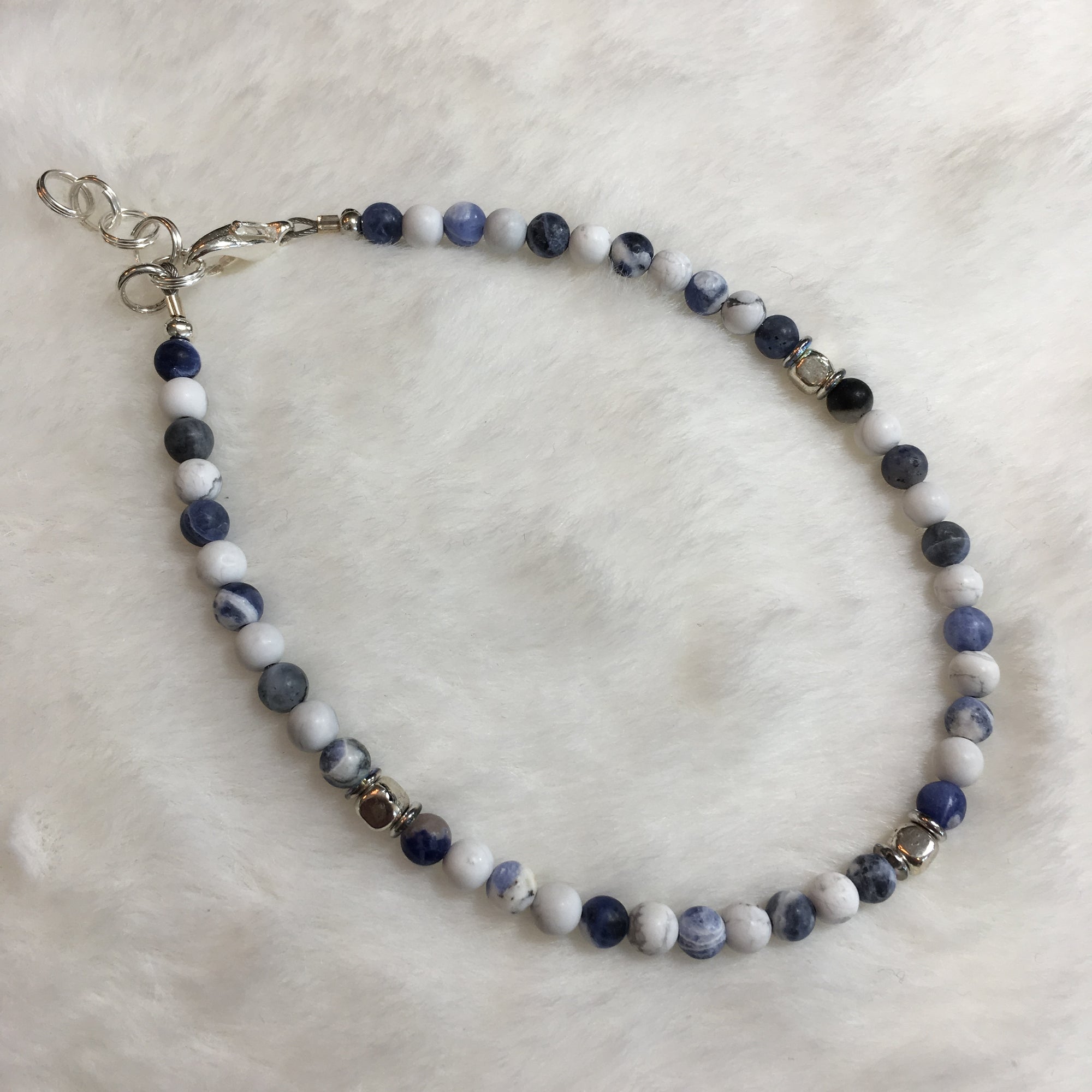 Sodalite, Howlite Anklet