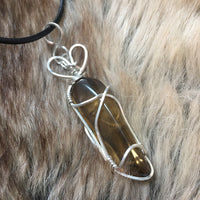 Polished Citrine Point Pendant from Zimbabwe in Argentium Silver Wrap