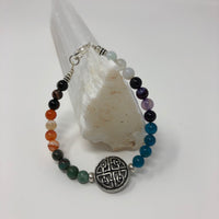 CHAKRA BRACELET WITH PEWTER CELTIC FOUR DIRECTIONS CHARM