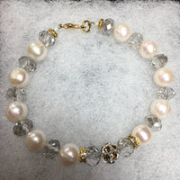 Freshwater Pearls, Smoky Topaz Rhinestone Bracelet