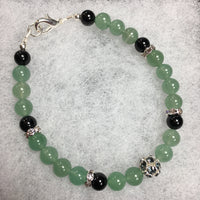 Aventurine, Black Tourmaline, Rhinestone Bracelet