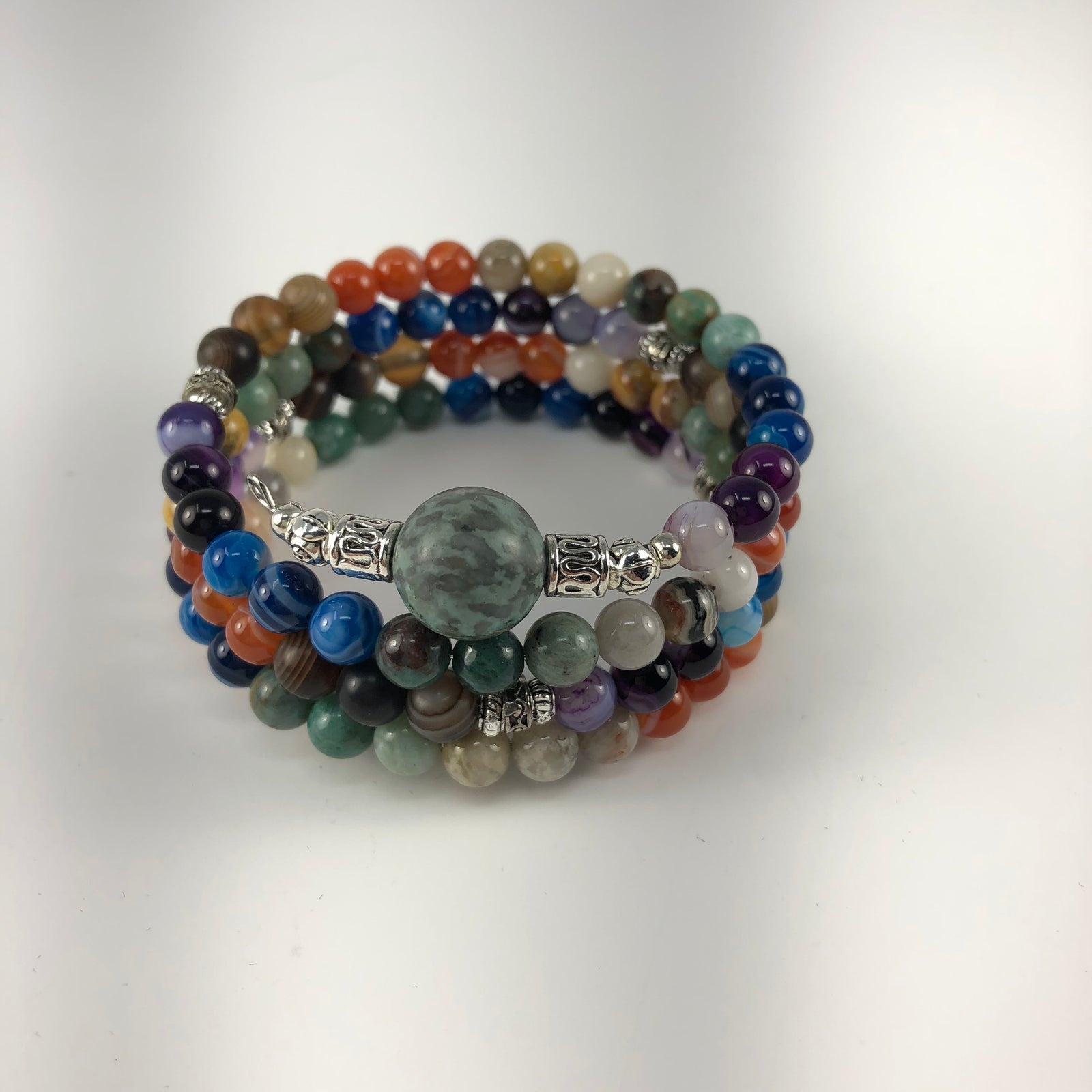 MALA CHAKRA BRACELET, DRAGON'S BLOOD GURU STONE