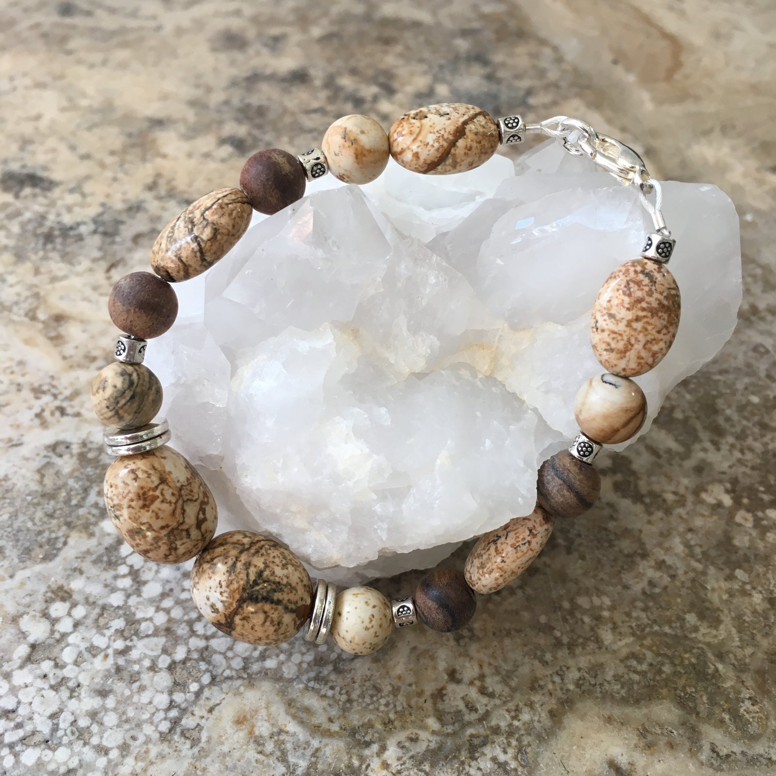 Picture Jasper and Sandalwood Bracelet