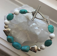 Turquoise and Howlite Bracelet with Toggle