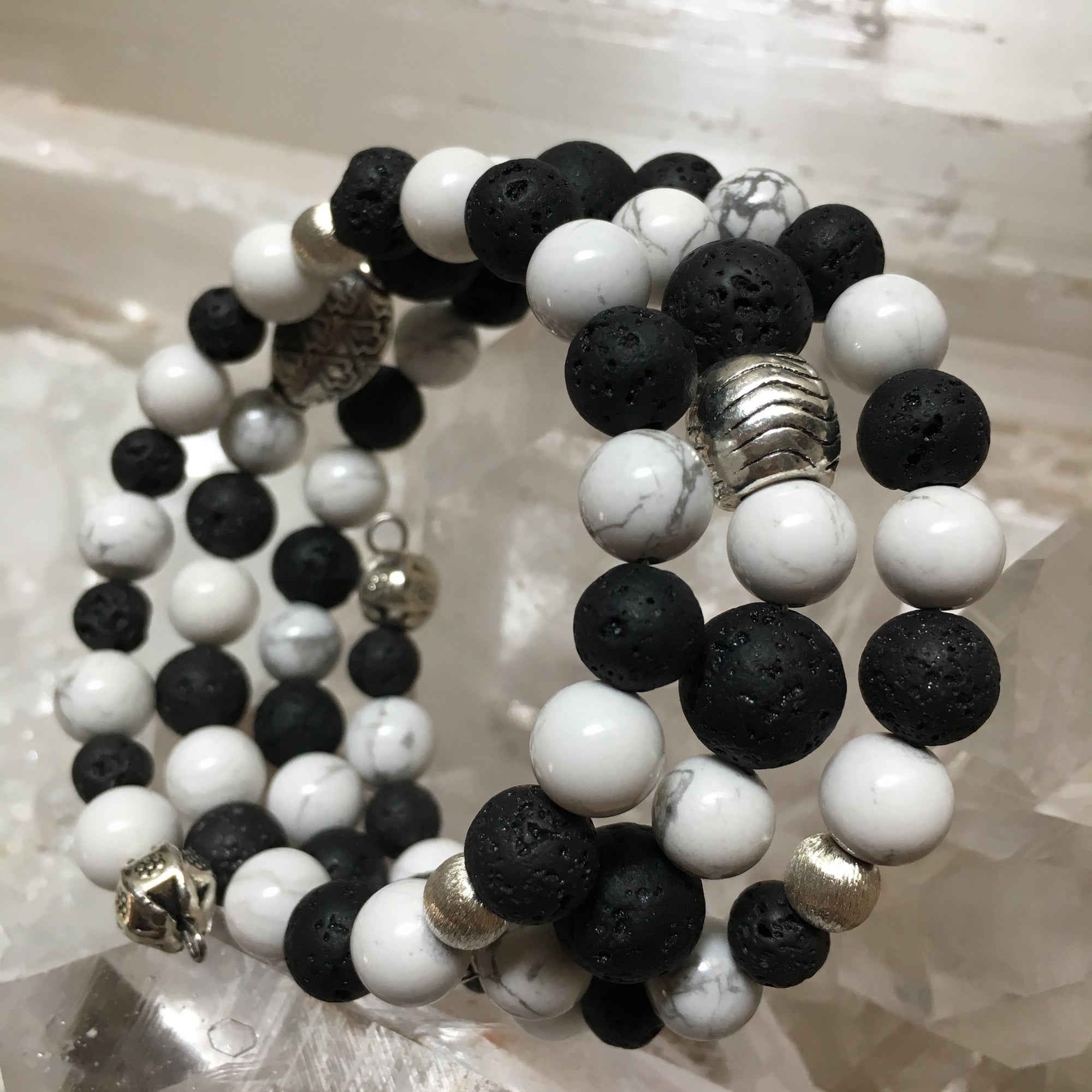 Lava Rock and Howlite Bracelet