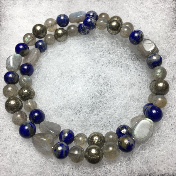 Labradorite, Lapis Lazuli, Pyrite Bracelet