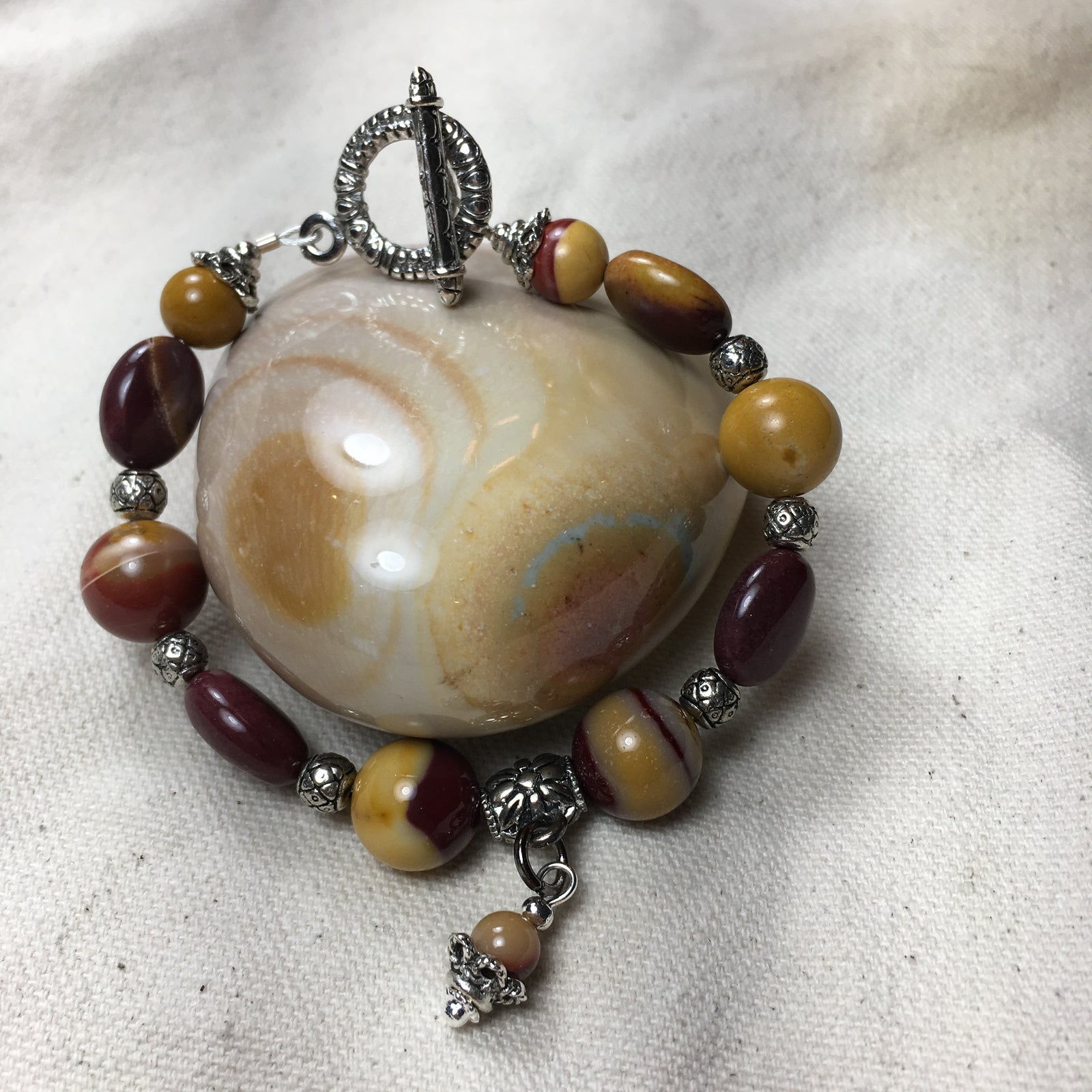 Mookaite Bracelet with Brass Toggle