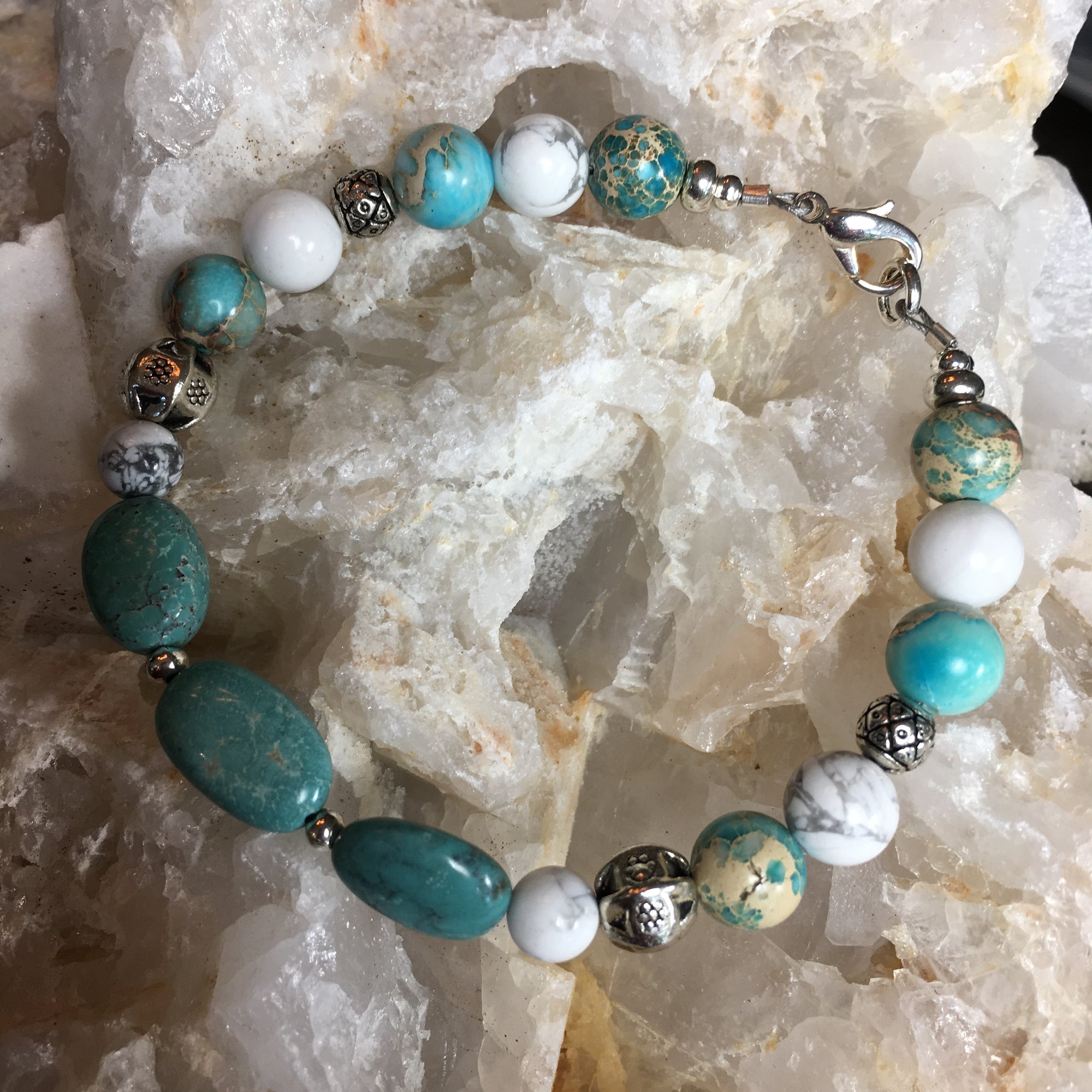 Turquoise, Howlite, and Emperor Jasper Bracelet