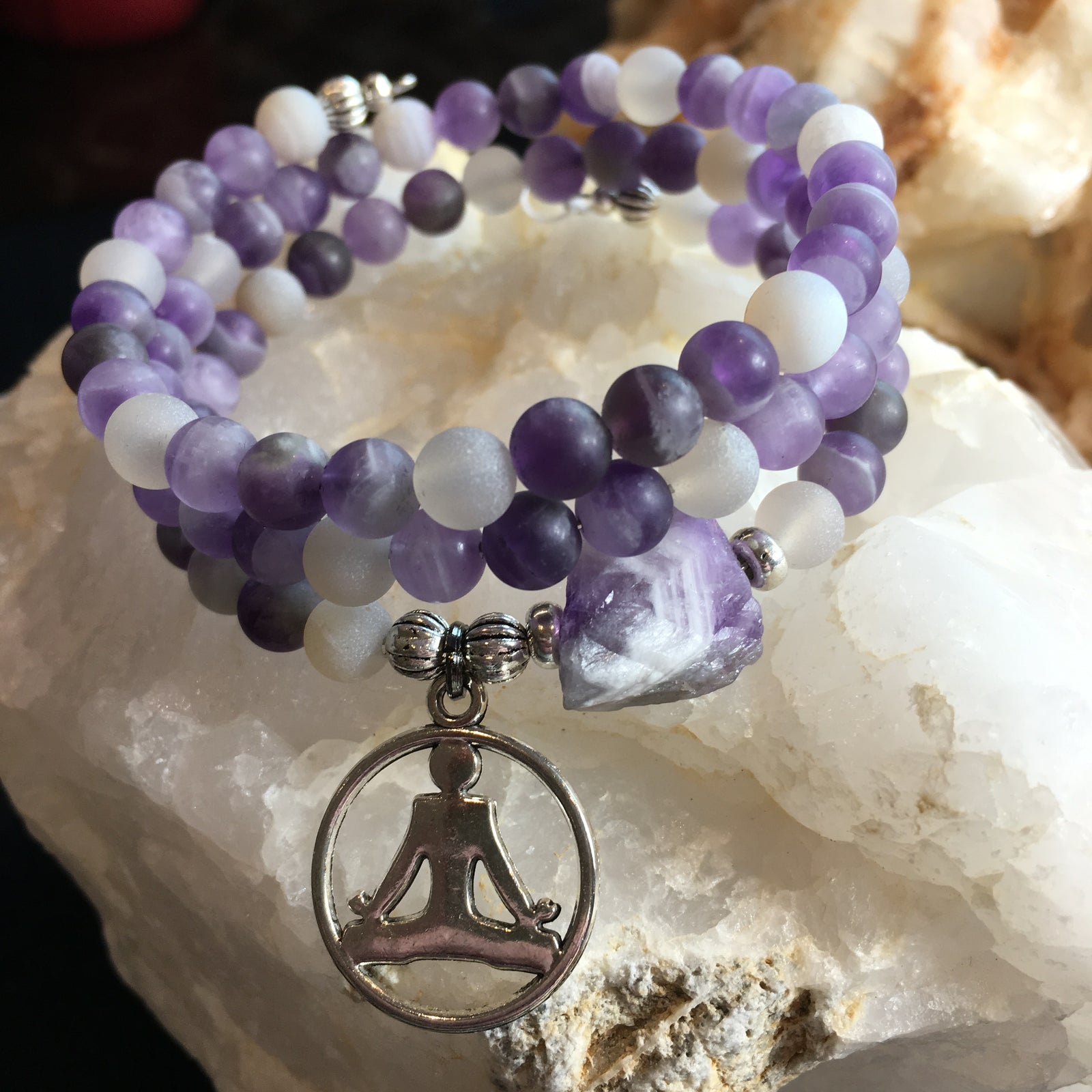 Matte Amethyst, Matte Agate on memory wire