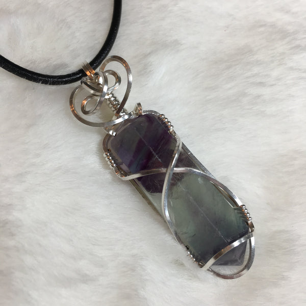 Fluorite Point Wrapped in Argentium Silver