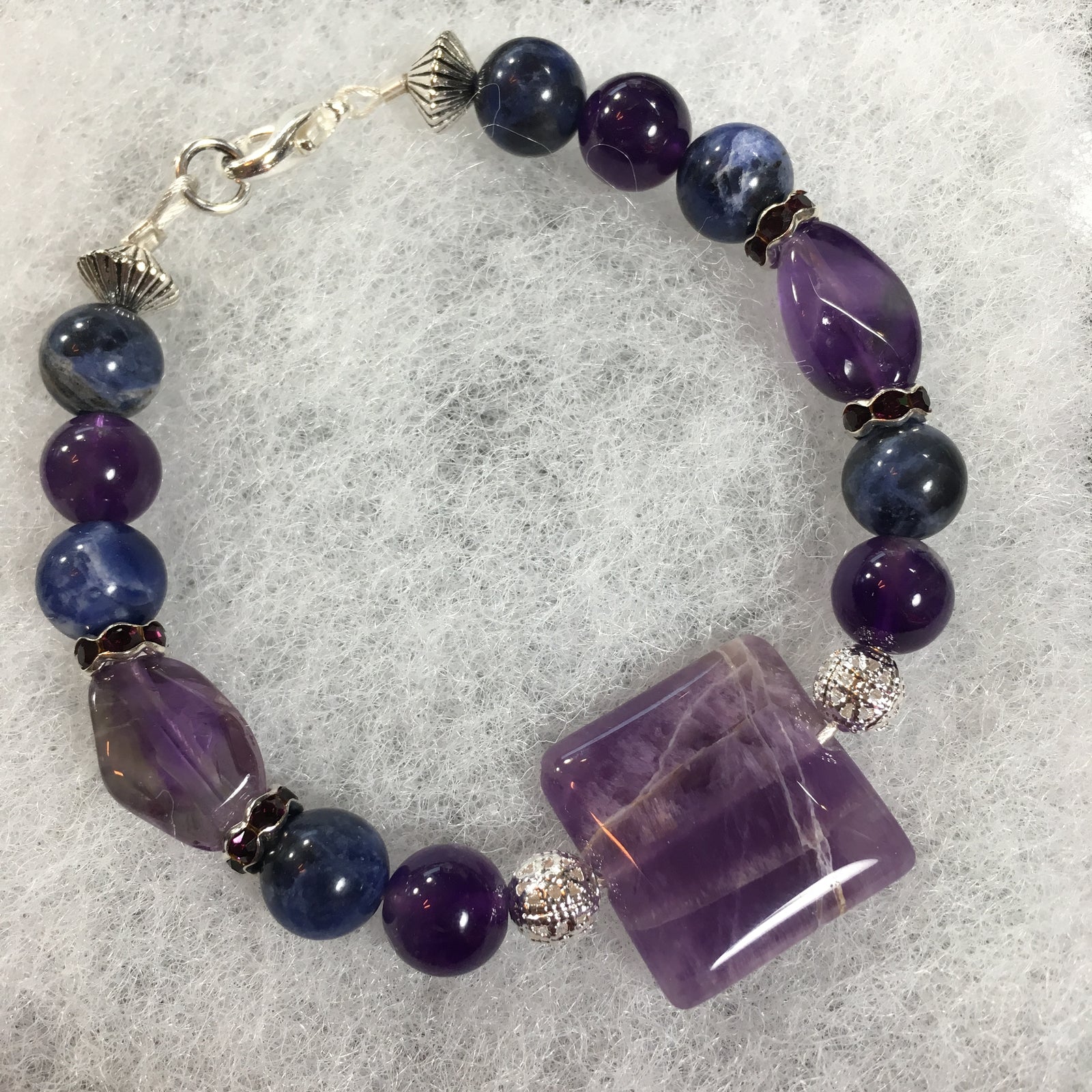 Amethyst, Sodalite and Rhinestone Bracelet