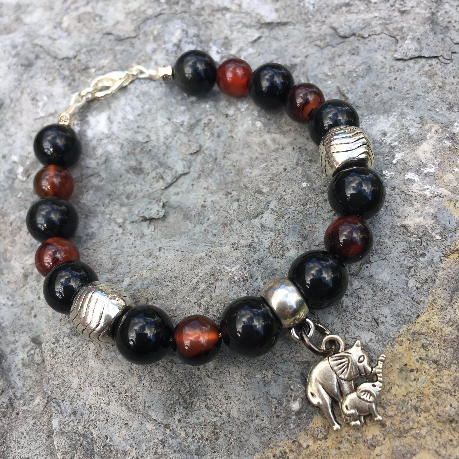 Rainbow Obsidian, Space Stone Jasper with Elephant Charm