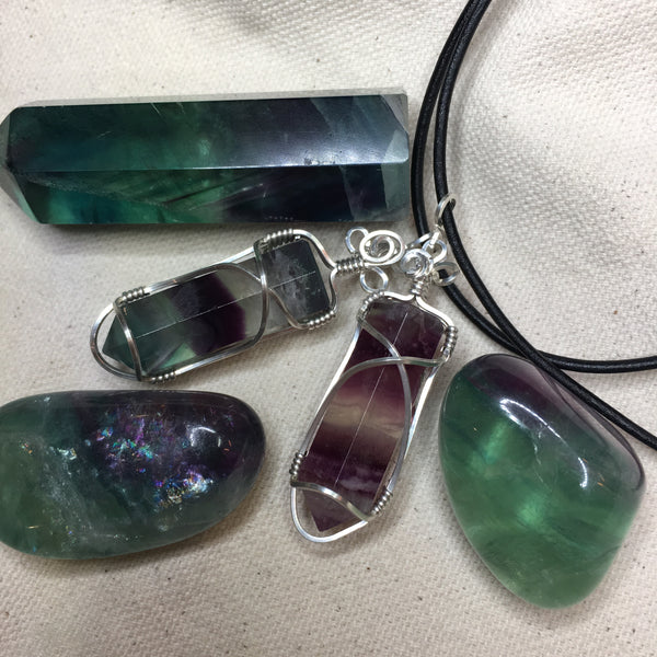 Fluorite Points wrapped in Argentium Silver