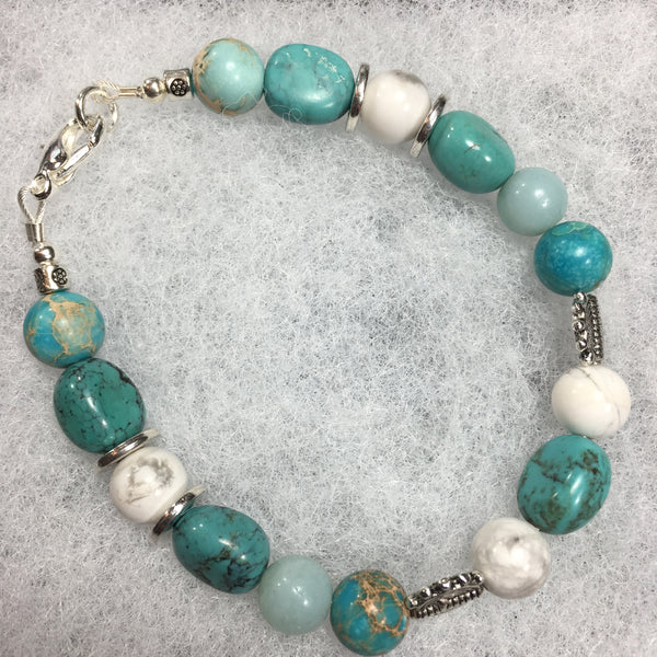 Turquoise, Amazonite, Howlite, Emperor Jasper (Dyed) Bracelet