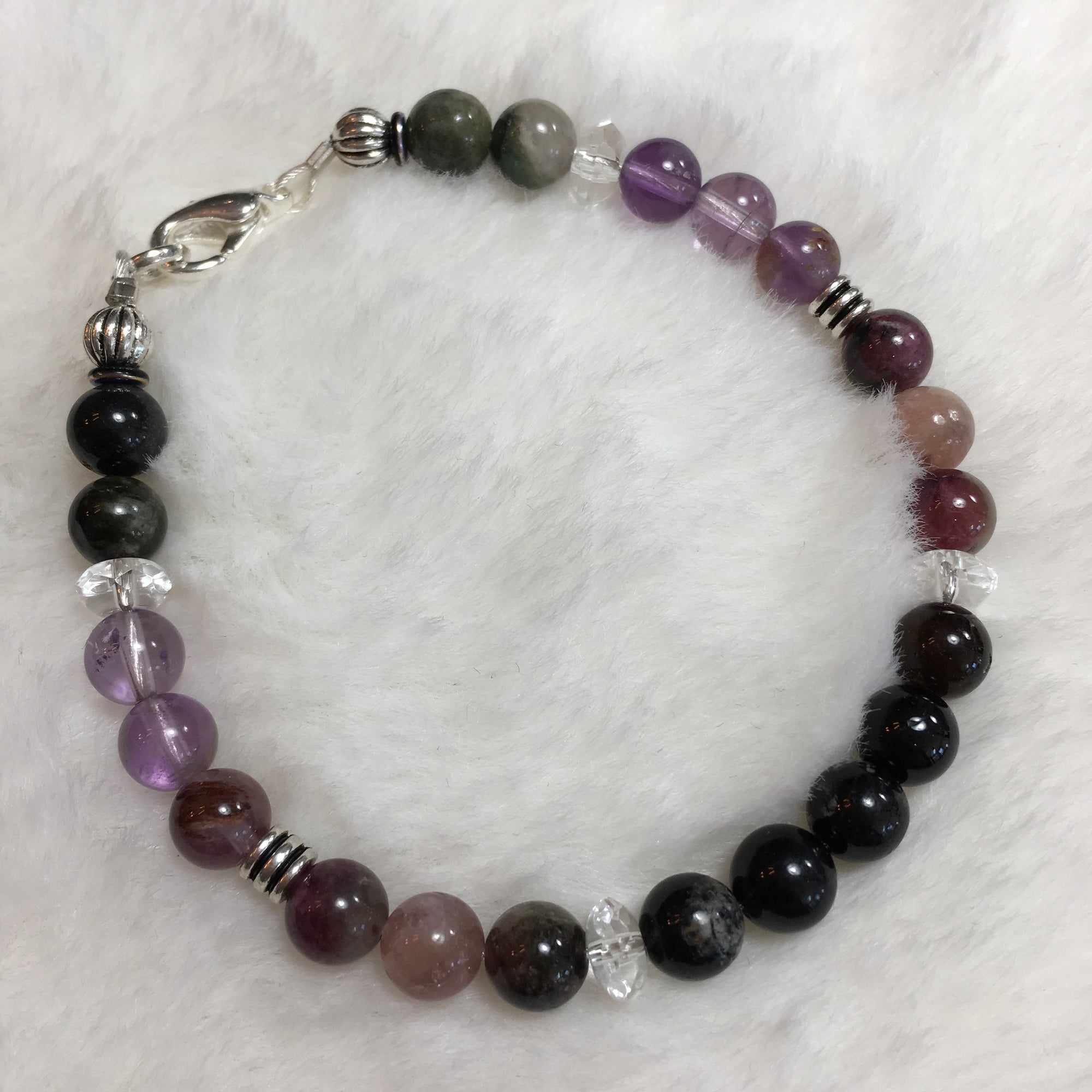 Tourmaline (multicolored), Clear Quartz, Super 7 Bracelet