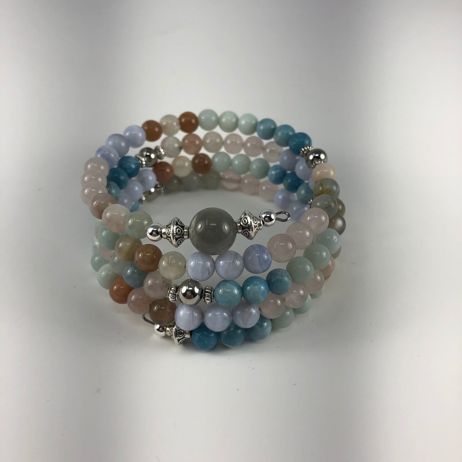 MALA BRACELET, MOONSTONE GURU BEAD