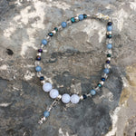 Blue Lace Agate, Clear Quartz, Lapis Candy Jade, Black Spinel (Titanium coated) Bracelet
