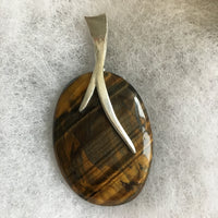 ORIGINAL SOLD, ASK ABOUT ANOTHER OPTION, Blue/Red/Gold Tiger's Eye Cabochon with Pewter Beaver Tail