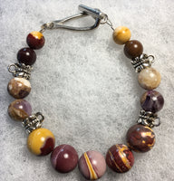 Mookaite, Banded Amethyst Bracelet with Pewter Toggle
