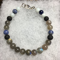 Labradorite, Lava Rock, Sodalite, Amazonite Bracelet