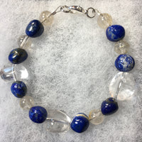 Lapis Lazuli, Clear Quartz and Rutilated Quartz Bracelet