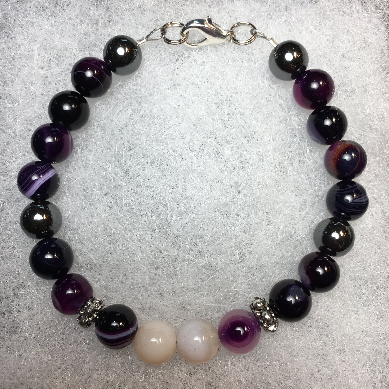 Banded Agate, Hematite Bracelet