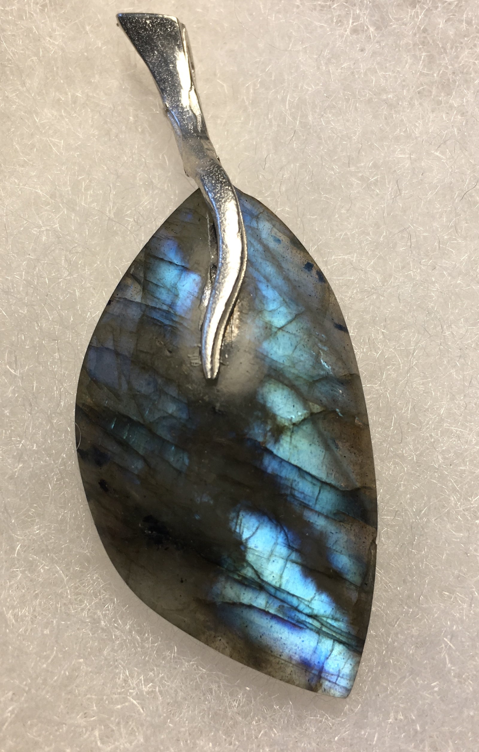 Labradorite Pendant with Pewter Beaver Tail