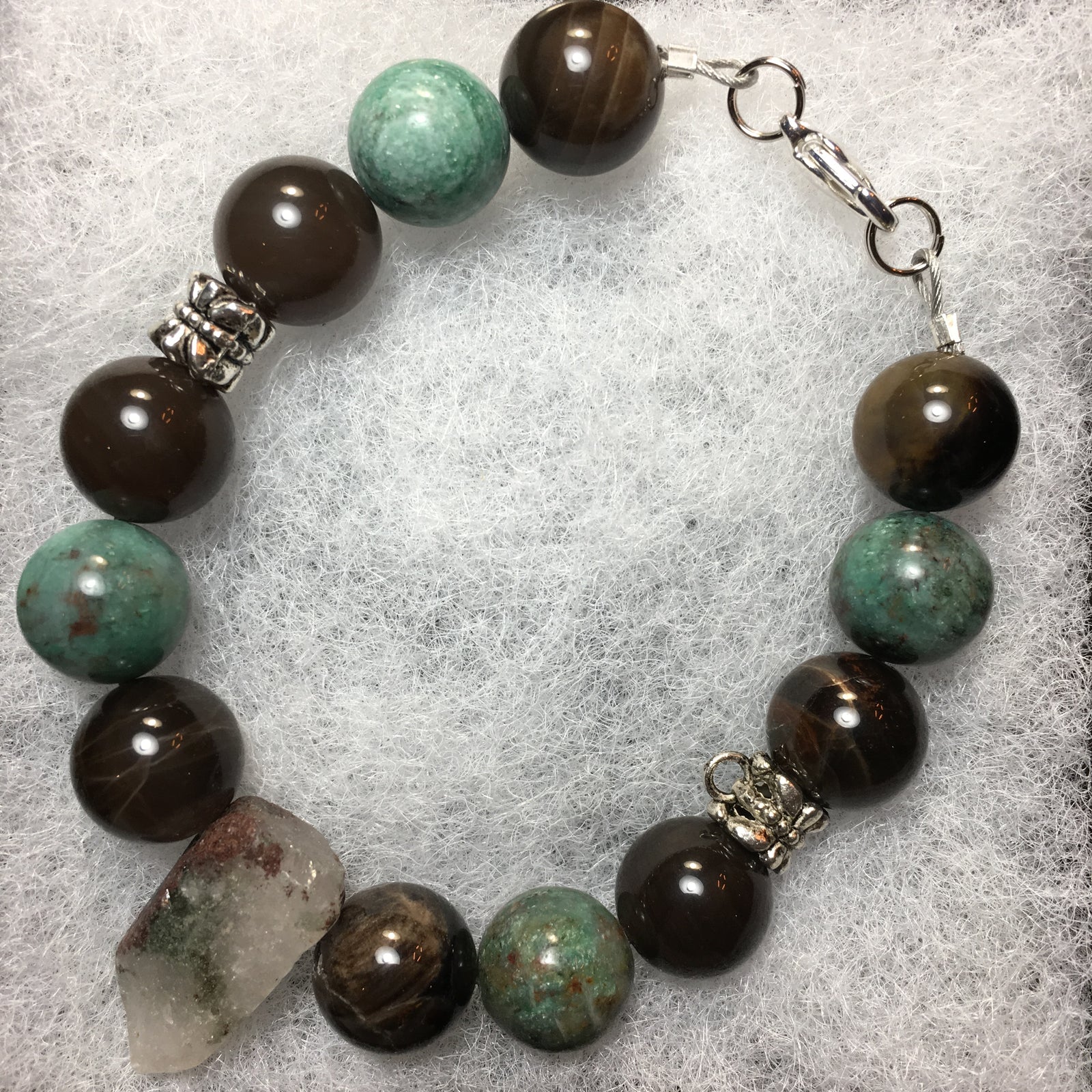 Phantom Quartz, Petrified Wood, Dragon Blood Bracelet