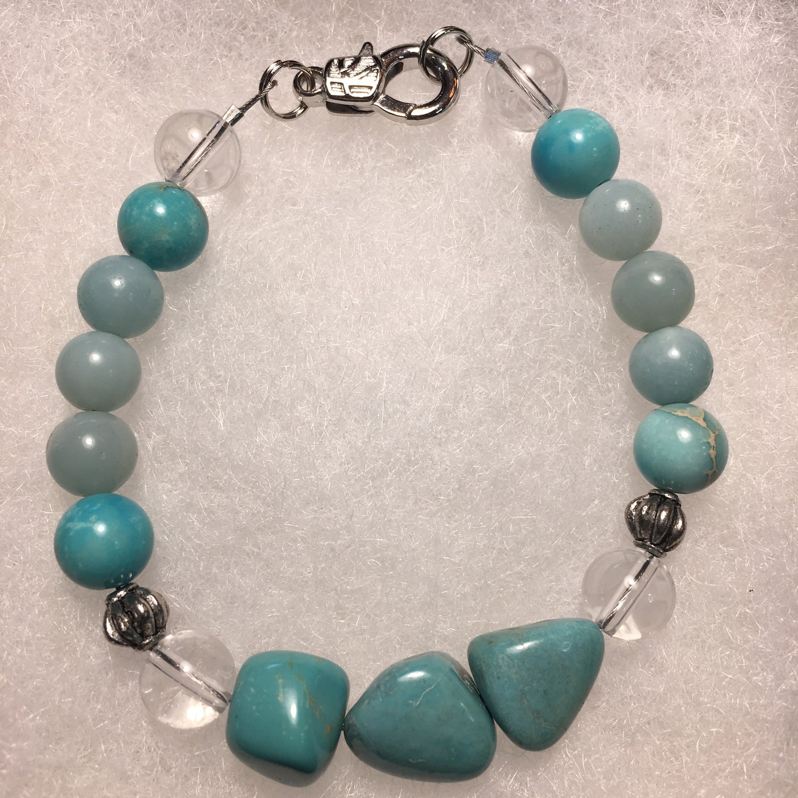 Turquoise, Clear Quartz, Emperor Jasper Dyed, Amazonite Bracelet