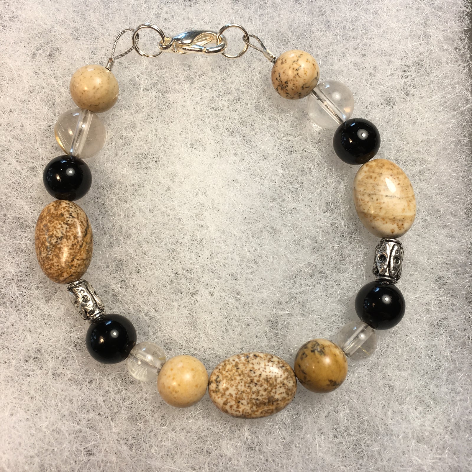 Picture Jasper, Black Agate, Rutilated Quartz Bracelet