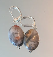 Crazy Lace Agate Oval Earrings