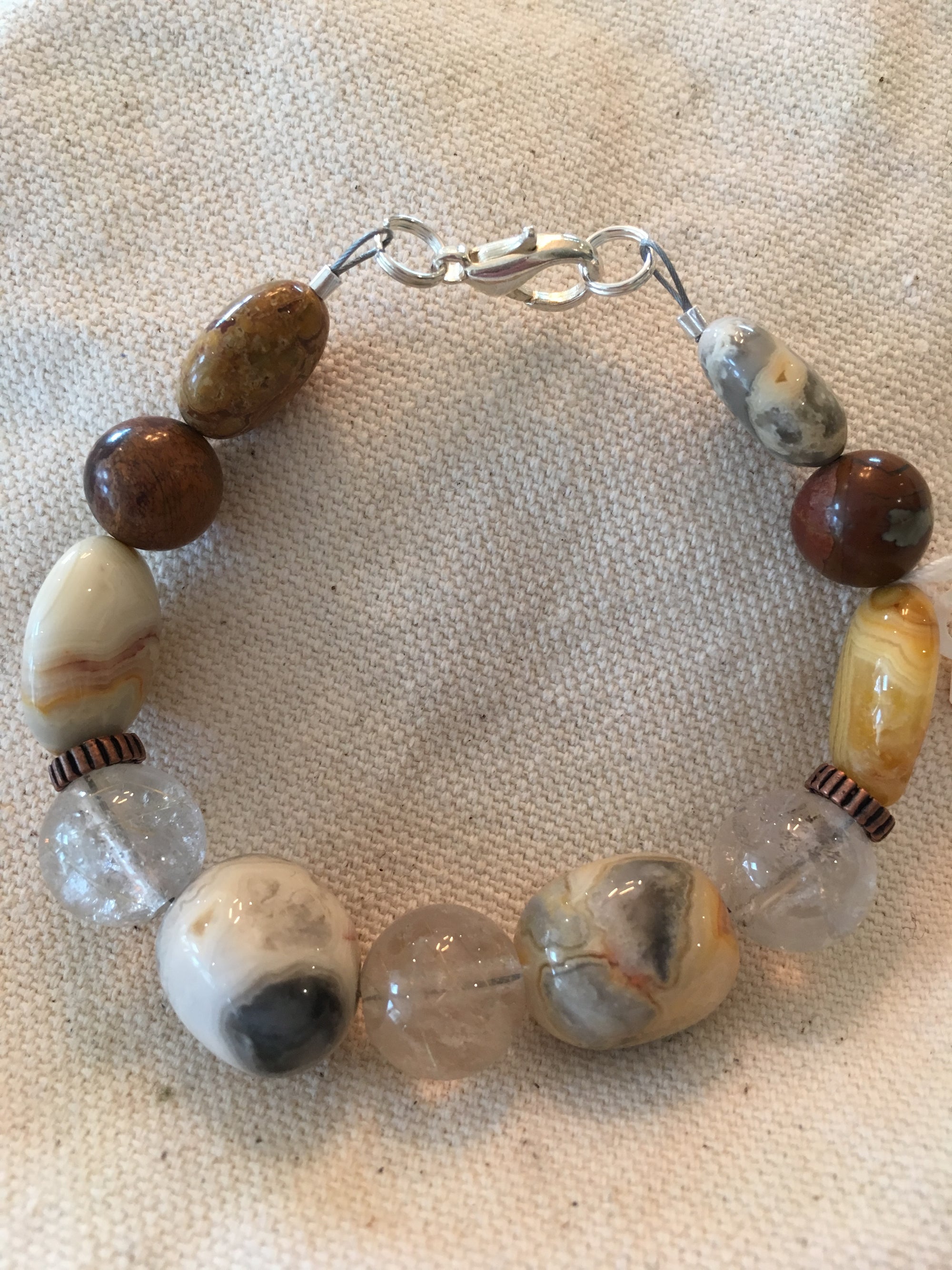 Rutilated Quartz, Crazy Lace Agate, Cherry Creek Jasper