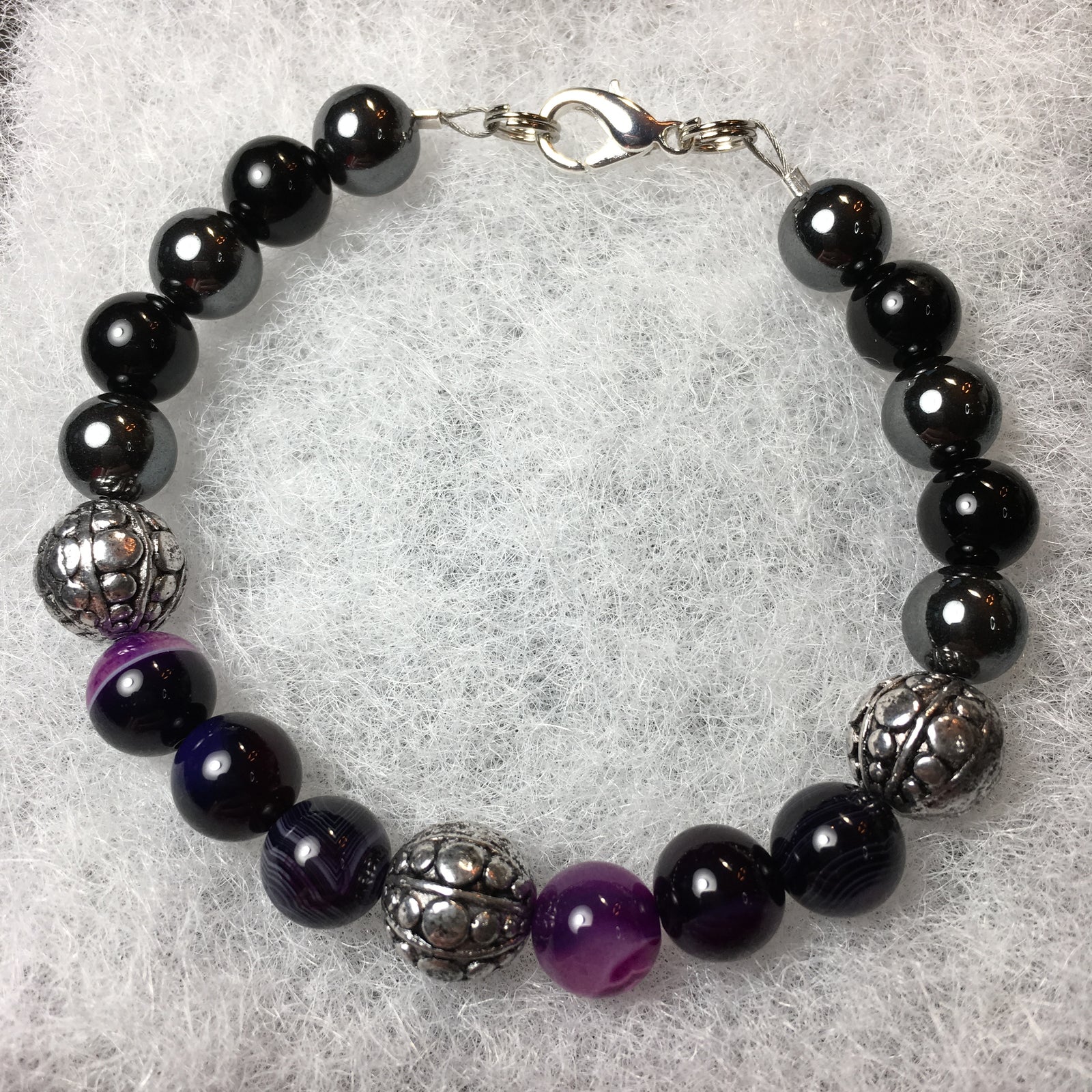Banded Agate, Black Agate, Hematite Bracelet
